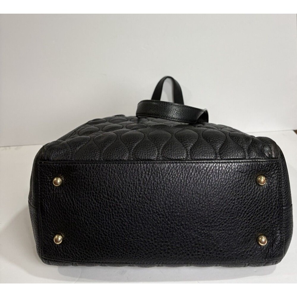 Vera Bradley Women's Tote Shoulder Bag Black Quilted Leather With Floral Pattern - Picture 12 of 12